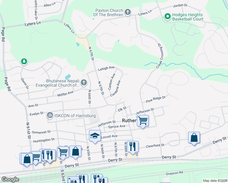 map of restaurants, bars, coffee shops, grocery stores, and more near 606 Carbon Avenue in Harrisburg
