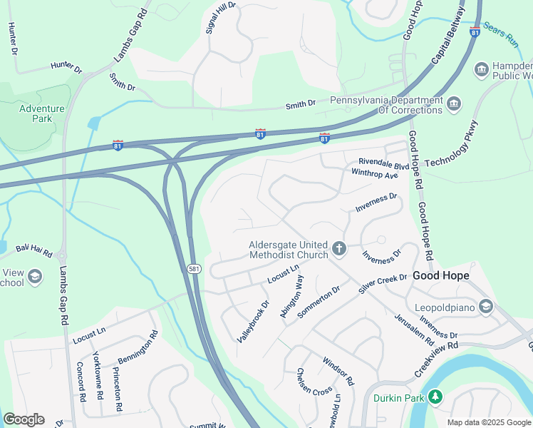 map of restaurants, bars, coffee shops, grocery stores, and more near 1577 Jerusalem Road in Mechanicsburg