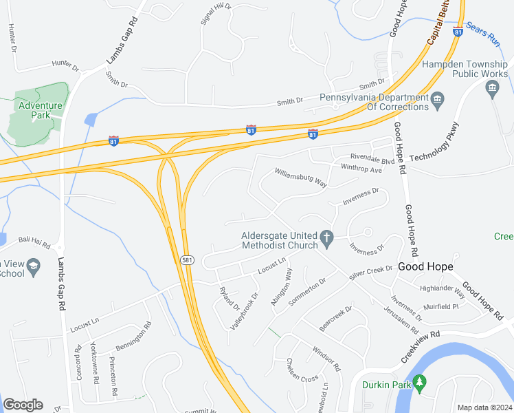 map of restaurants, bars, coffee shops, grocery stores, and more near 1577 Jerusalem Road in Mechanicsburg