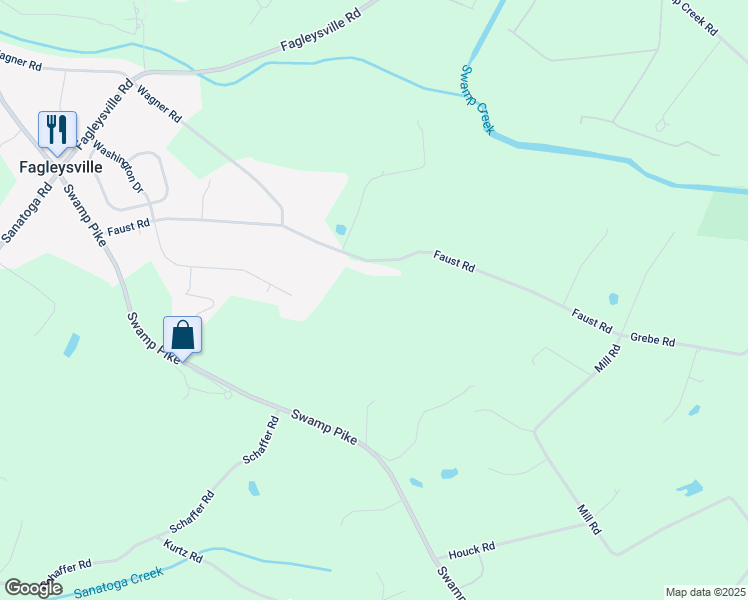 map of restaurants, bars, coffee shops, grocery stores, and more near 2648 Faust Road in Gilbertsville