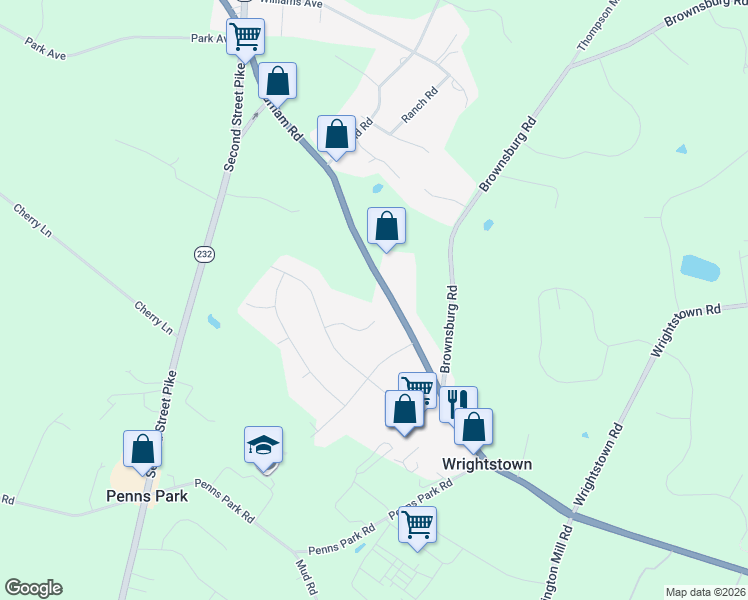 map of restaurants, bars, coffee shops, grocery stores, and more near 35 Lark Lane in Newtown