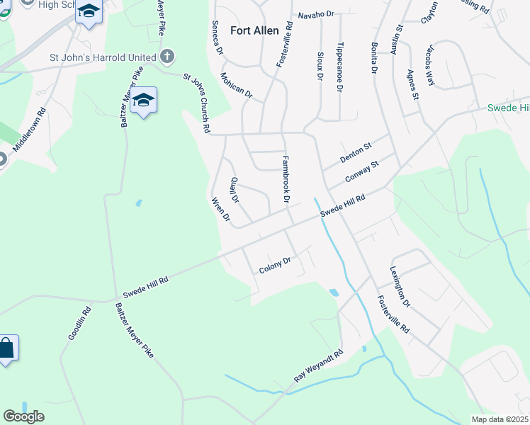map of restaurants, bars, coffee shops, grocery stores, and more near 309 Wren Dr in Greensburg