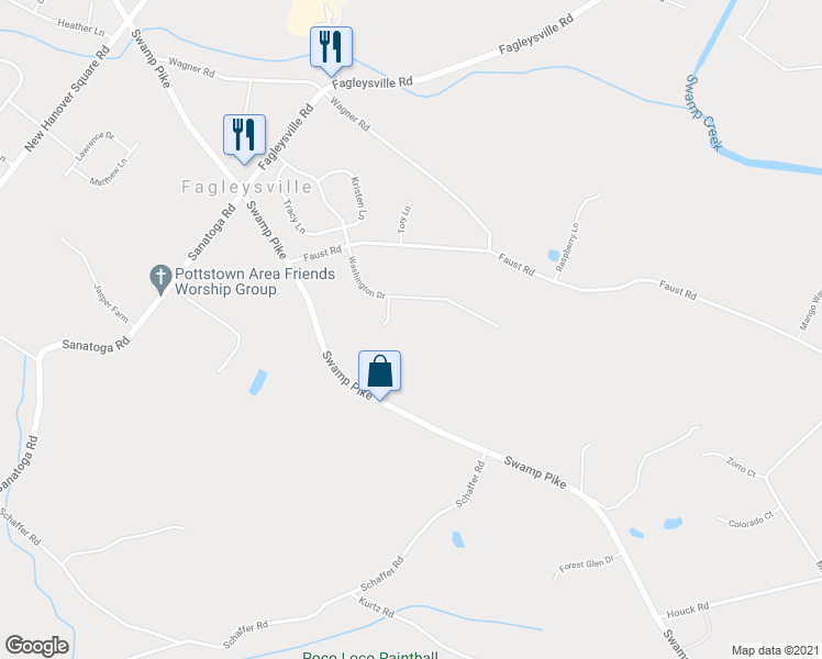 map of restaurants, bars, coffee shops, grocery stores, and more near 2564 Lafayette Court in Gilbertsville