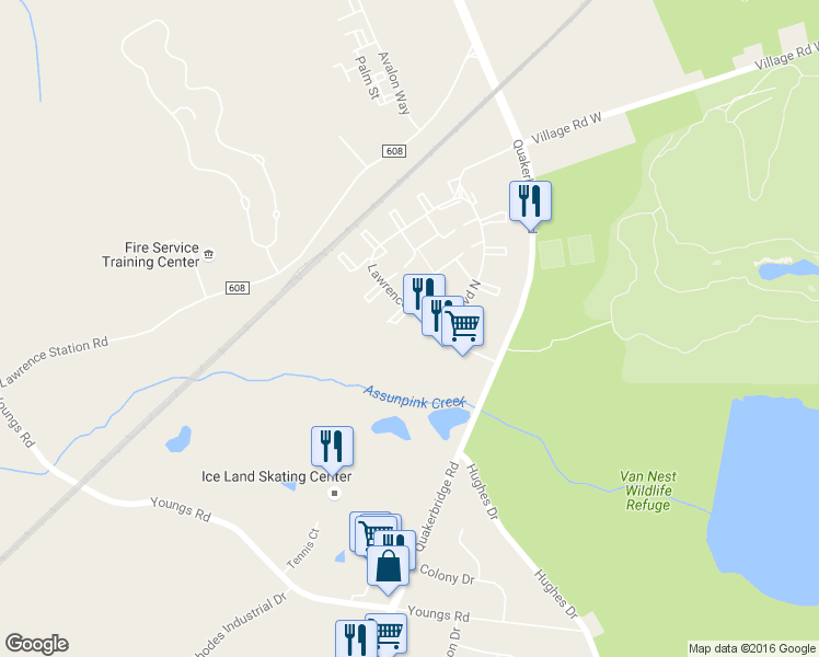 map of restaurants, bars, coffee shops, grocery stores, and more near 19 Mendrey Court in Trenton