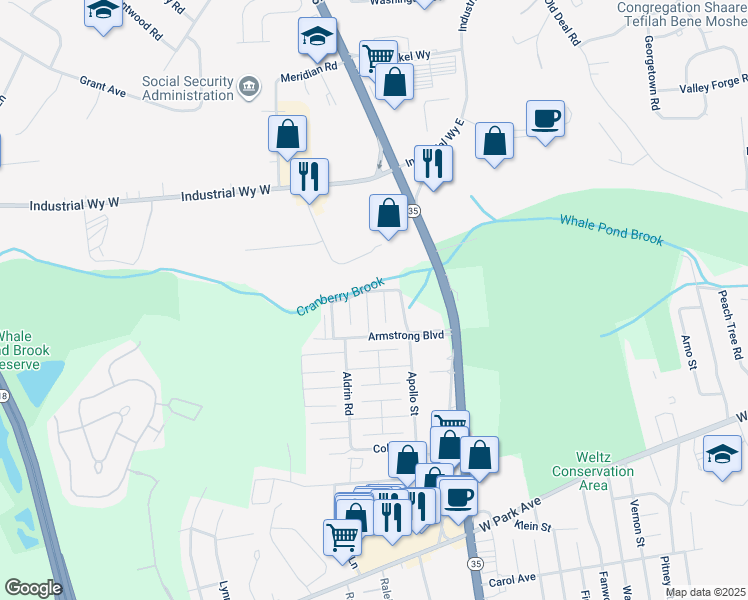 map of restaurants, bars, coffee shops, grocery stores, and more near 909 Armstrong Boulevard in Ocean Township