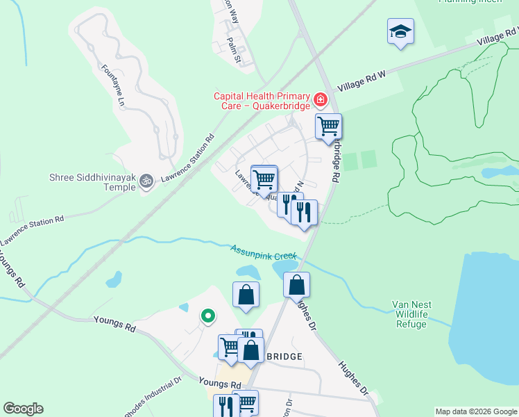 map of restaurants, bars, coffee shops, grocery stores, and more near 23 Mendrey Court in Trenton