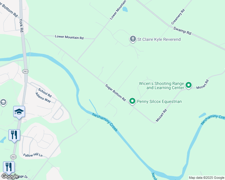 map of restaurants, bars, coffee shops, grocery stores, and more near 1747 Sugar Bottom Road in Furlong