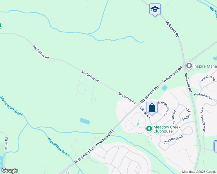 map of restaurants, bars, coffee shops, grocery stores, and more near 28 McCaffery Road in Manalapan Township