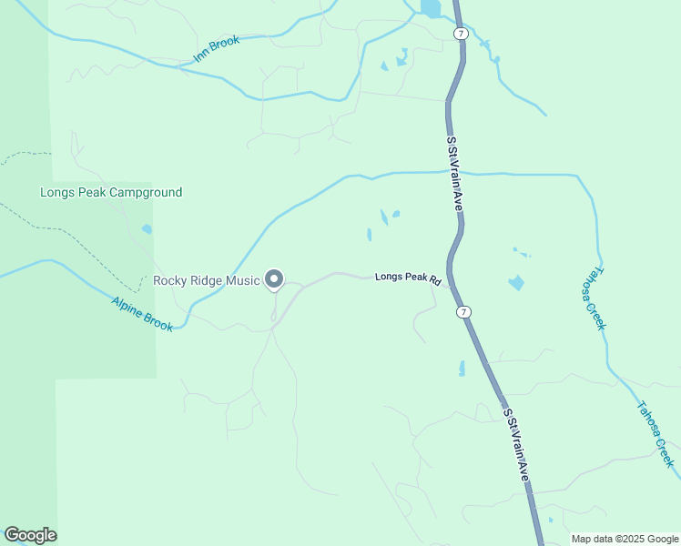 map of restaurants, bars, coffee shops, grocery stores, and more near 465 Longs Peak Road in Estes Park