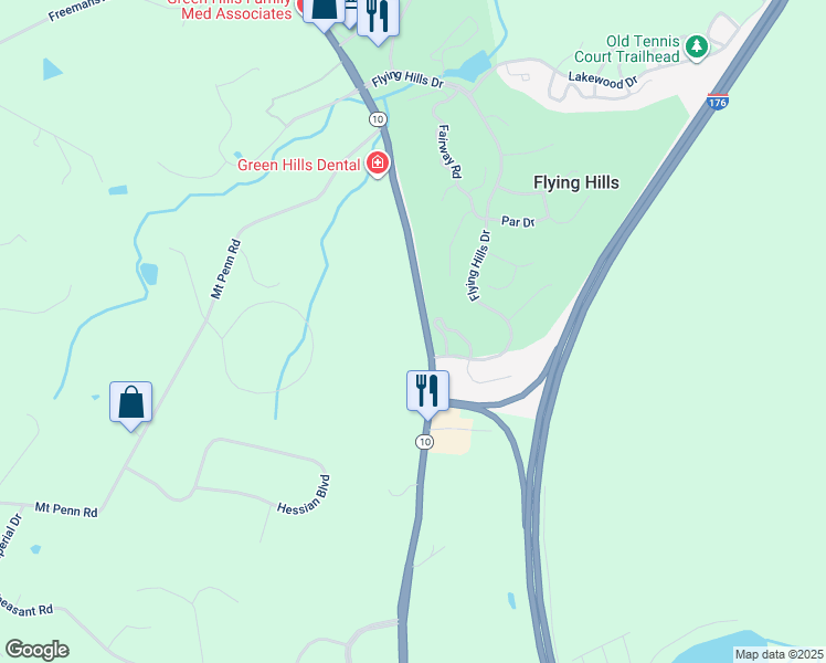 map of restaurants, bars, coffee shops, grocery stores, and more near 2291 Morgantown Road in Reading
