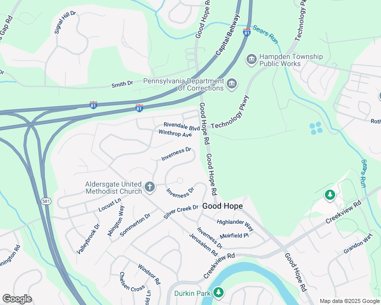 map of restaurants, bars, coffee shops, grocery stores, and more near 1527 Inverness Drive in Mechanicsburg