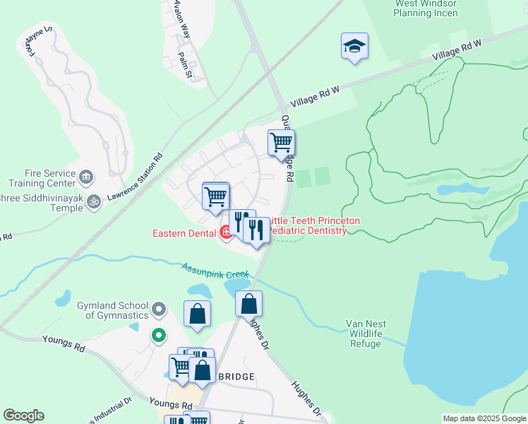 map of restaurants, bars, coffee shops, grocery stores, and more near 1 Rickard Court in Trenton