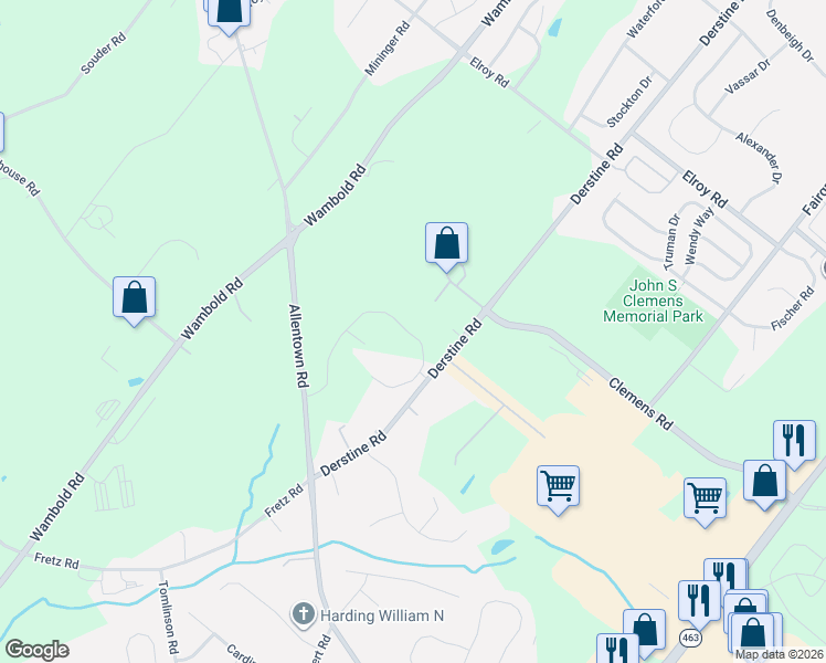 map of restaurants, bars, coffee shops, grocery stores, and more near in Kulpsville