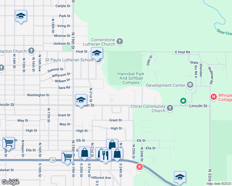 map of restaurants, bars, coffee shops, grocery stores, and more near 2300 Lincoln Street in Beatrice