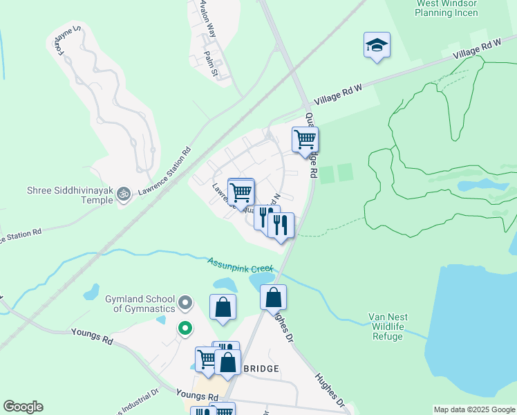 map of restaurants, bars, coffee shops, grocery stores, and more near 1 O'Neill Court in Trenton