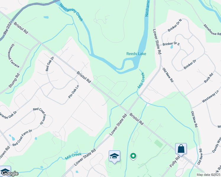 map of restaurants, bars, coffee shops, grocery stores, and more near 2 Mill Creek Drive in Doylestown