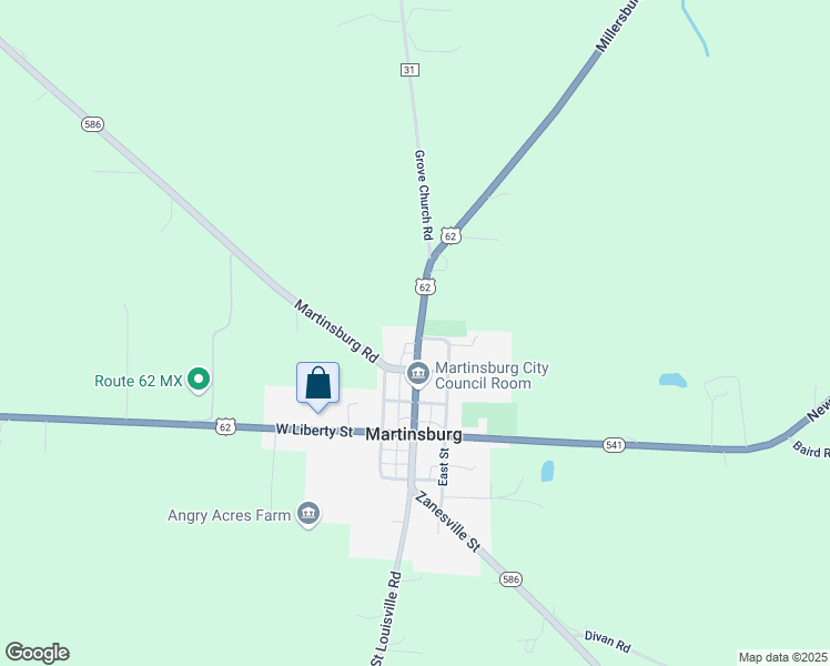 map of restaurants, bars, coffee shops, grocery stores, and more near 165 North Market Street in Martinsburg