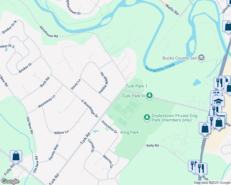 map of restaurants, bars, coffee shops, grocery stores, and more near 1620 Turk Road in Warrington