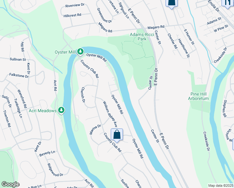 map of restaurants, bars, coffee shops, grocery stores, and more near 1101 Oyster Mill Road in Camp Hill