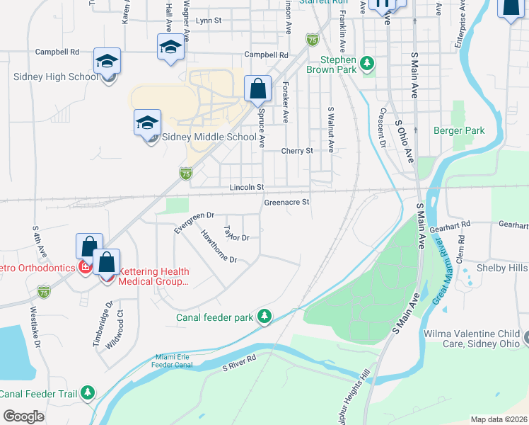 map of restaurants, bars, coffee shops, grocery stores, and more near 617-641 Greenacre St in Sidney