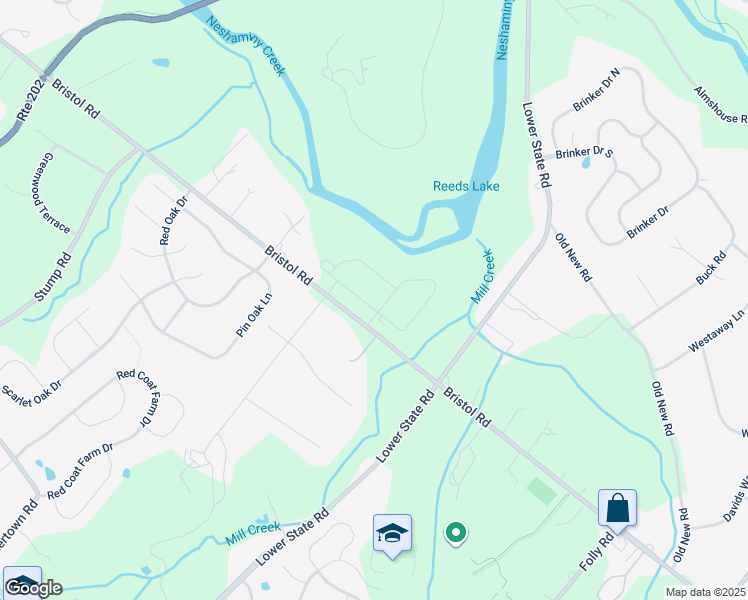 map of restaurants, bars, coffee shops, grocery stores, and more near 6 Mill Creek Drive in Doylestown