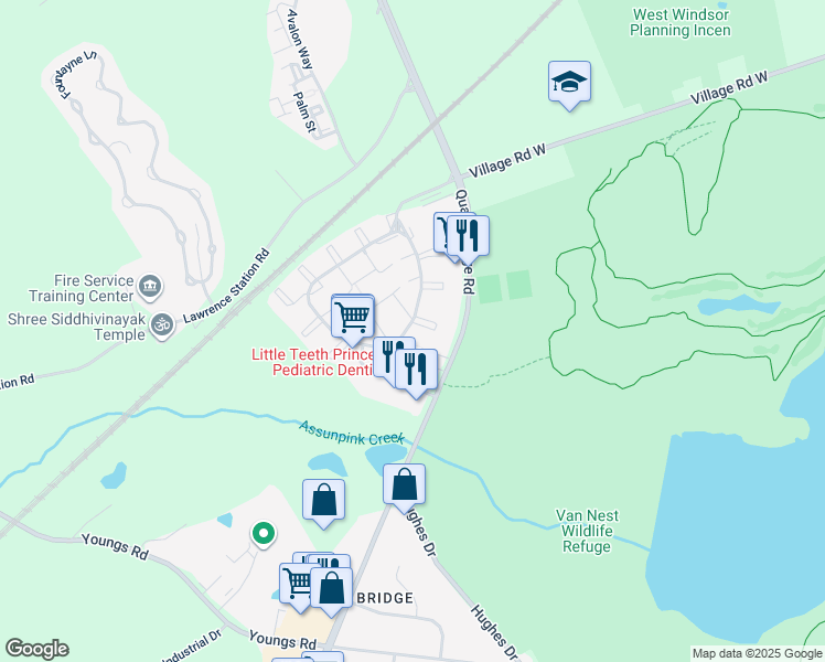 map of restaurants, bars, coffee shops, grocery stores, and more near 1 Rickard Court in Trenton