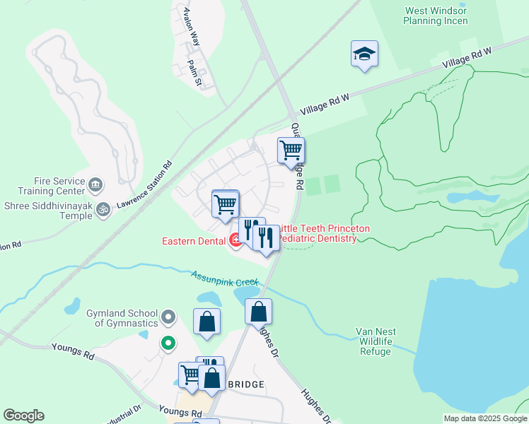 map of restaurants, bars, coffee shops, grocery stores, and more near 6 Rickard Court in Trenton