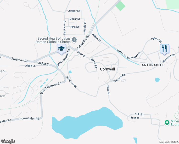 map of restaurants, bars, coffee shops, grocery stores, and more near in Cornwall