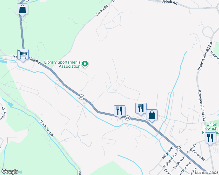 map of restaurants, bars, coffee shops, grocery stores, and more near Hidden Hollow Road in Gastonville
