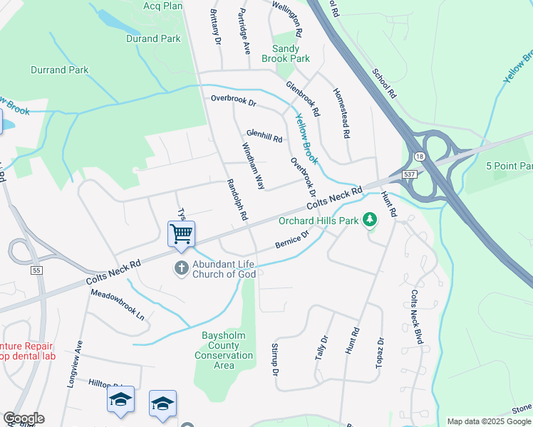 map of restaurants, bars, coffee shops, grocery stores, and more near 743 Colts Neck Road in Freehold