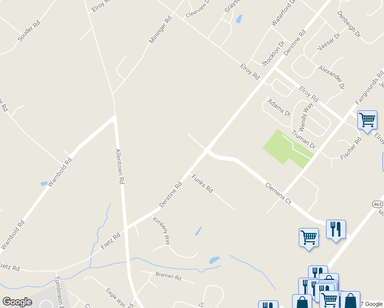 map of restaurants, bars, coffee shops, grocery stores, and more near 424 Derstine Road in Hatfield