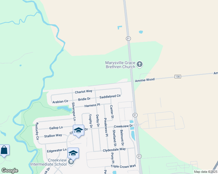 map of restaurants, bars, coffee shops, grocery stores, and more near 395 Saddlebred Circle in Marysville