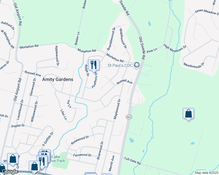 map of restaurants, bars, coffee shops, grocery stores, and more near 513 Russell Avenue in Douglassville