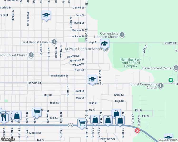map of restaurants, bars, coffee shops, grocery stores, and more near 1907 Arbor Avenue in Beatrice