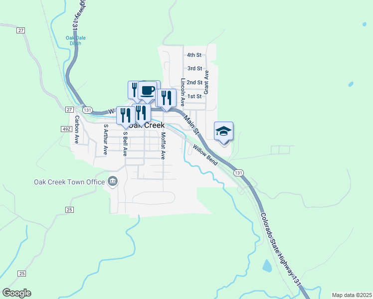 map of restaurants, bars, coffee shops, grocery stores, and more near 400 Willow Bend in Oak Creek