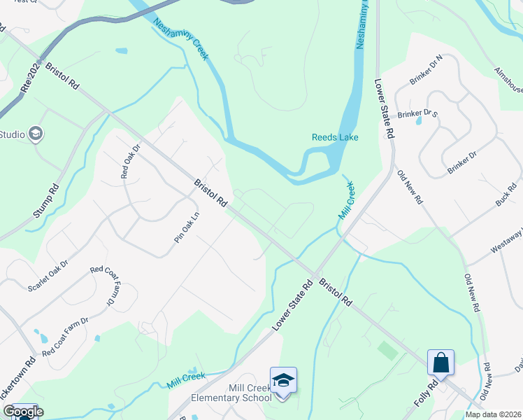 map of restaurants, bars, coffee shops, grocery stores, and more near 16 Mill Creek Drive in Doylestown