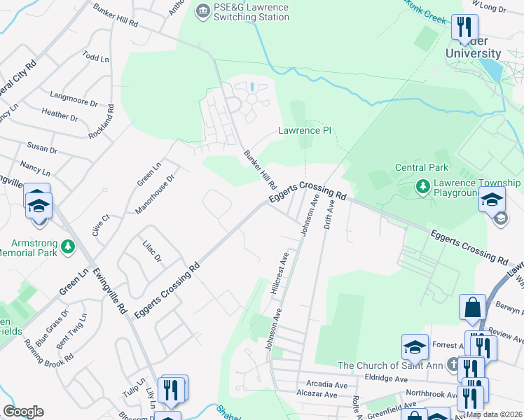 map of restaurants, bars, coffee shops, grocery stores, and more near 373 Eggerts Crossing Road in Trenton