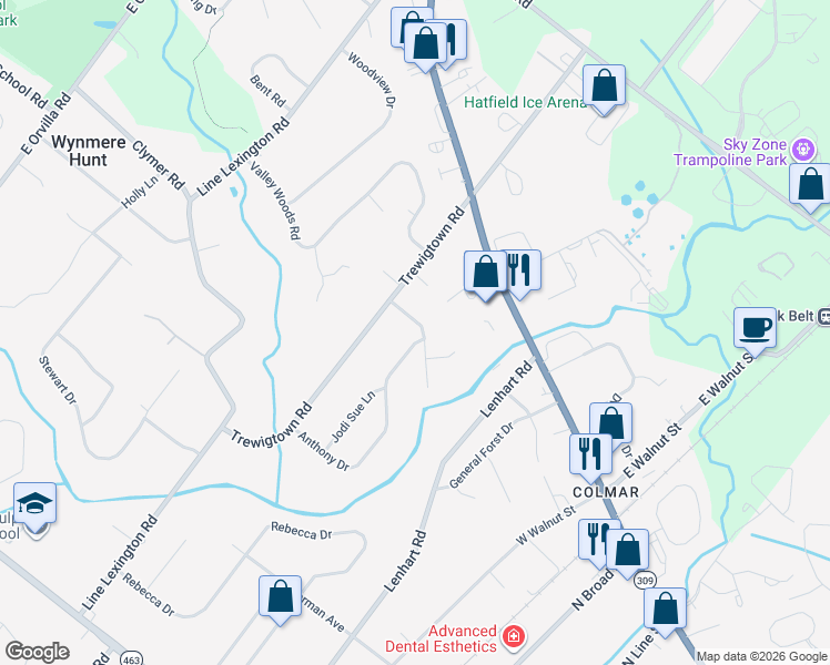map of restaurants, bars, coffee shops, grocery stores, and more near 2690 Anthony Drive in Colmar