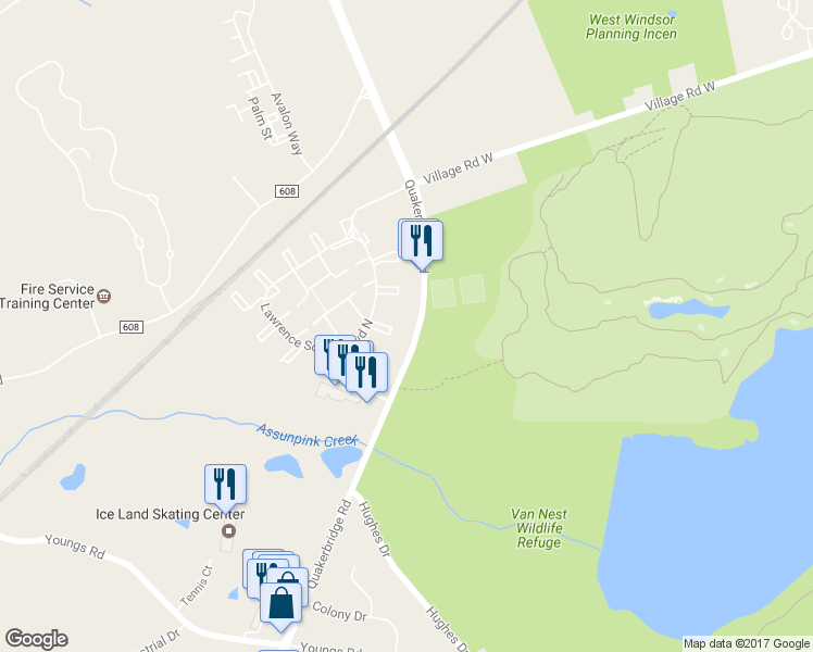 map of restaurants, bars, coffee shops, grocery stores, and more near 4028 Quakerbridge Road in Trenton