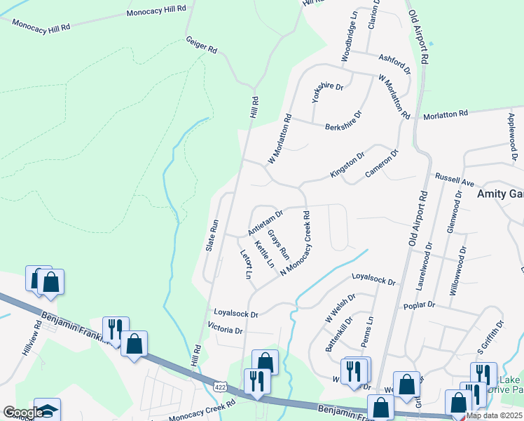 map of restaurants, bars, coffee shops, grocery stores, and more near 104 Swatara Circle in Douglassville