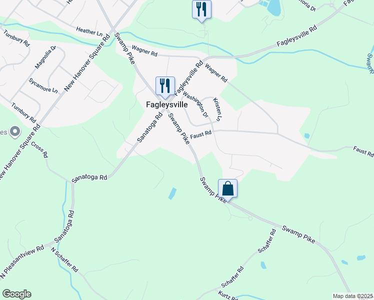map of restaurants, bars, coffee shops, grocery stores, and more near 2546 Swamp Pike in Pottstown
