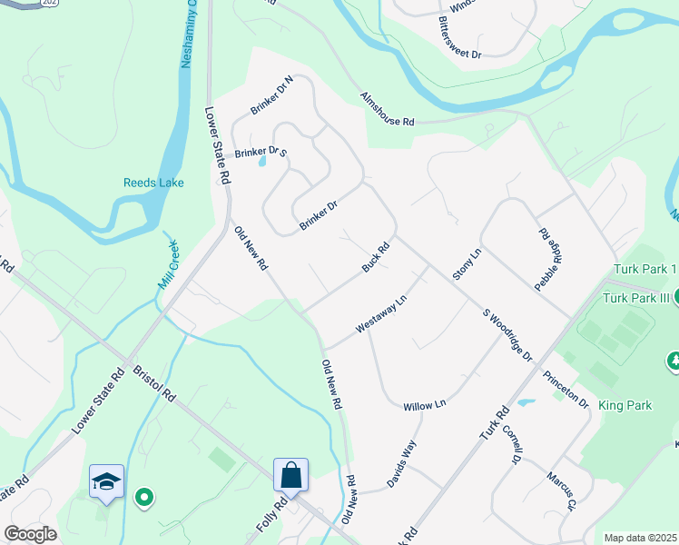 map of restaurants, bars, coffee shops, grocery stores, and more near 44 Buck Road in Warrington