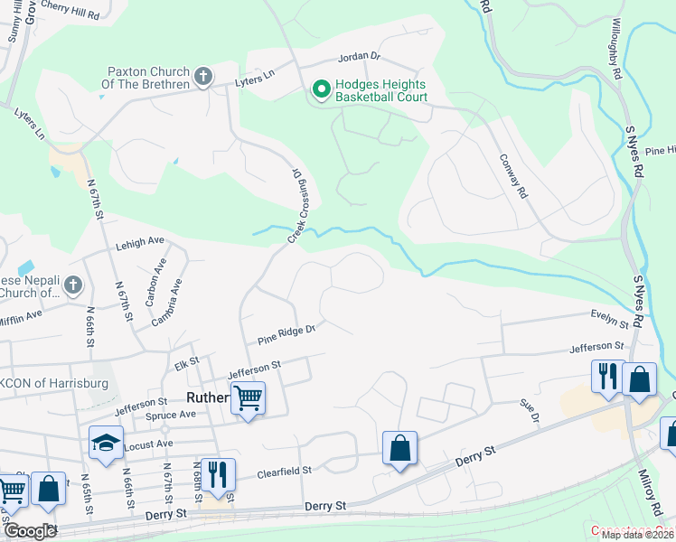 map of restaurants, bars, coffee shops, grocery stores, and more near 7031 Beech tree Drive in Harrisburg