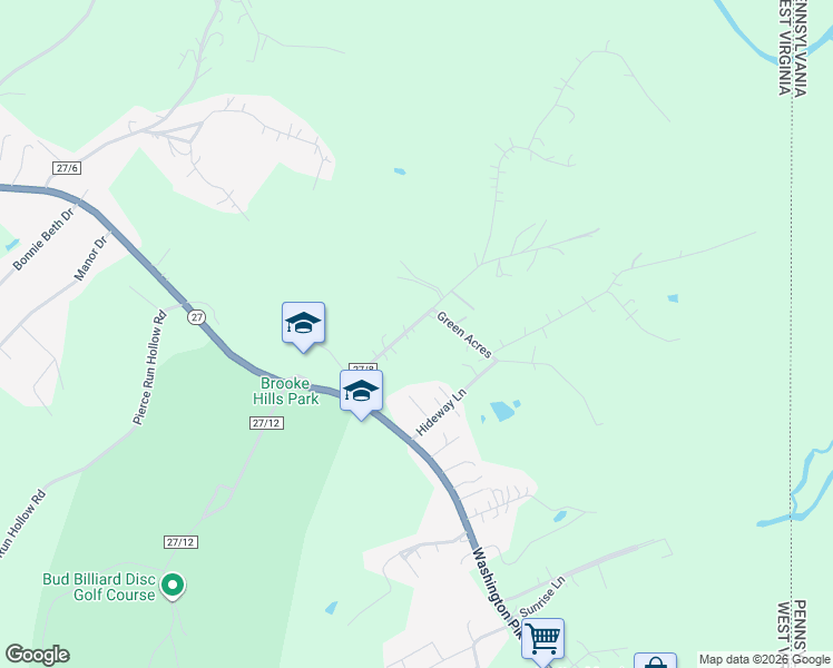 map of restaurants, bars, coffee shops, grocery stores, and more near 196 Buckey Hill Road in Wellsburg