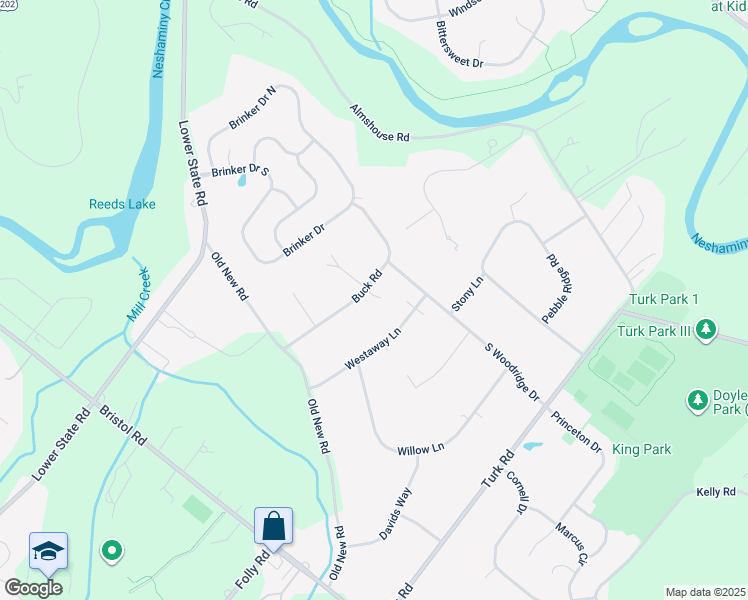 map of restaurants, bars, coffee shops, grocery stores, and more near 47 Buck Road in Warrington