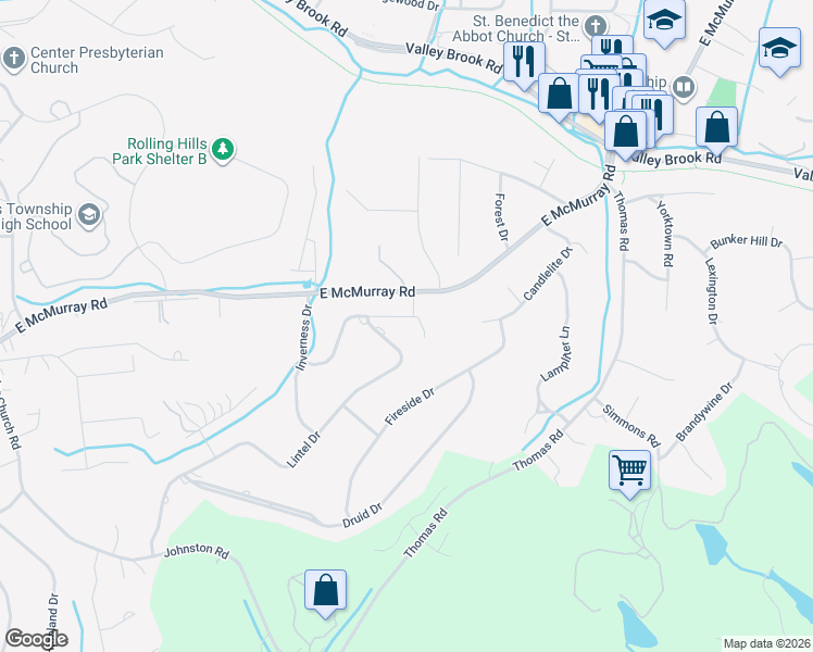 map of restaurants, bars, coffee shops, grocery stores, and more near 122 Lintel Drive in McMurray