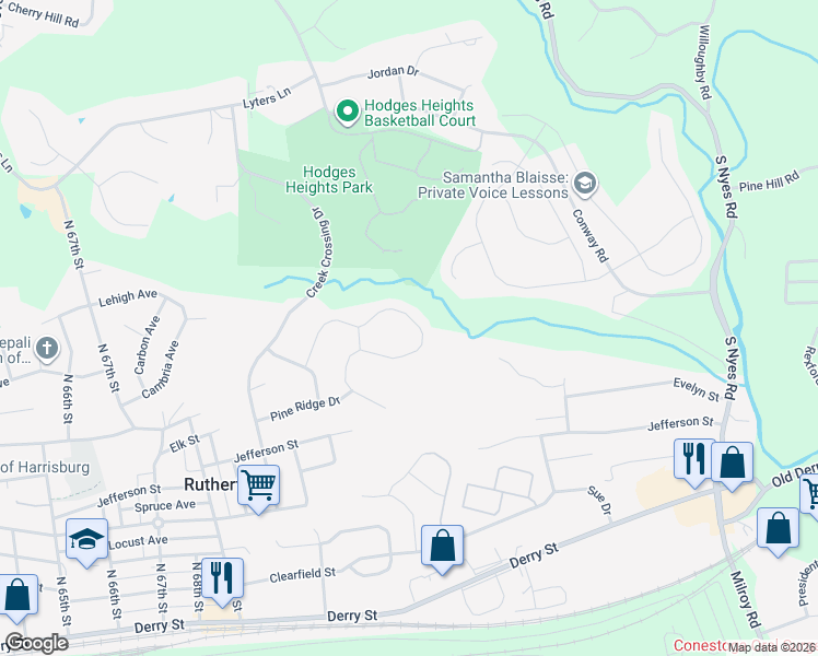 map of restaurants, bars, coffee shops, grocery stores, and more near 7021 Beech tree Drive in Harrisburg