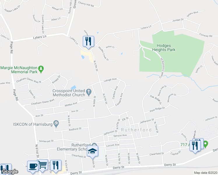 map of restaurants, bars, coffee shops, grocery stores, and more near 6701 Laboure Drive in Harrisburg