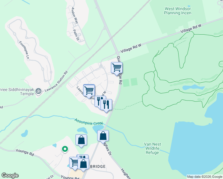 map of restaurants, bars, coffee shops, grocery stores, and more near 1 Rickard Court in Trenton
