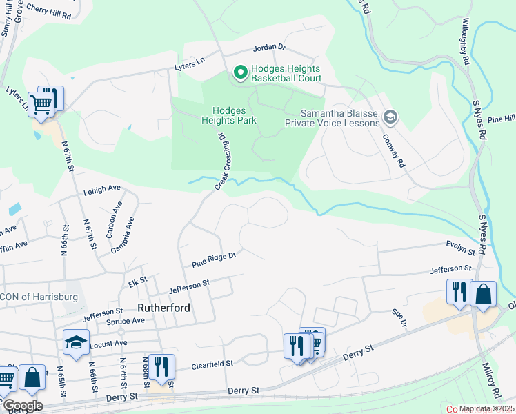 map of restaurants, bars, coffee shops, grocery stores, and more near 7029 Beech Tree Drive in Harrisburg